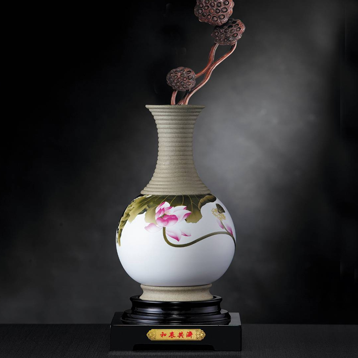 玉映砂陶瓷花瓶（荷花）