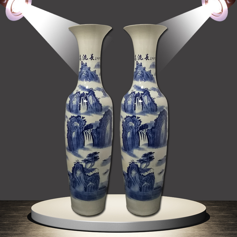 重庆开业落地花瓶摆件厂家-1.8米源远流长陶瓷花瓶