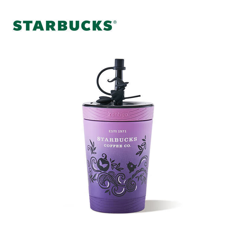 星巴克水杯江苏代理 紫色鬼马狂欢系列不锈钢保温杯 高颜值水杯